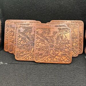 8 Map of Pittsburgh Wooden Coasters
